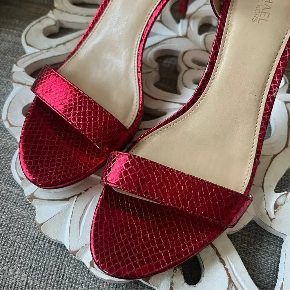 Michael Kors Red Leather High Heels Women’s 8 NEW